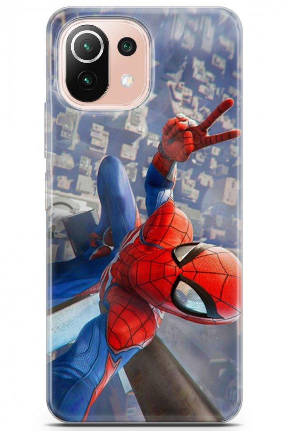 Xiaomi Mi 11 Lite Uyumlu Kılıf Opus 21 Spiderman Tablo Darbe Önleyici Kapak Sunset