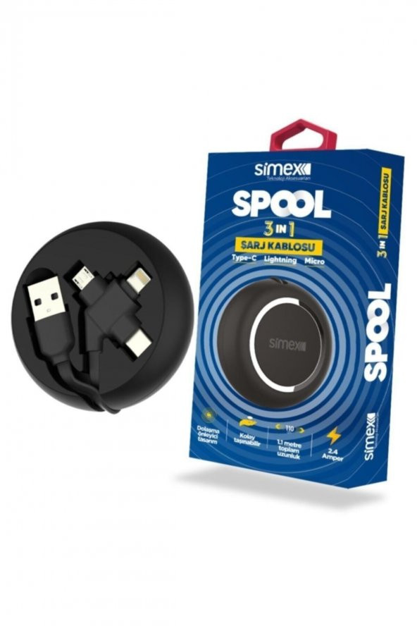 Spool 3 In 1 Şarj Kablosu