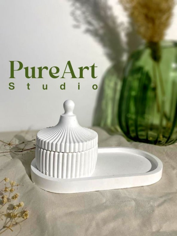 PureArt 2 li set Sunum Tabağı ve Dekoratif Takı kutusu