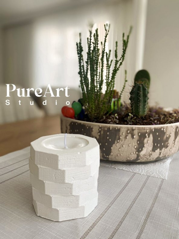 PureArt Dekoratif Beton Saksılı Water Well Hanımeli Çiçeği Kokulu 100 Doğal Vegan Soya Wax