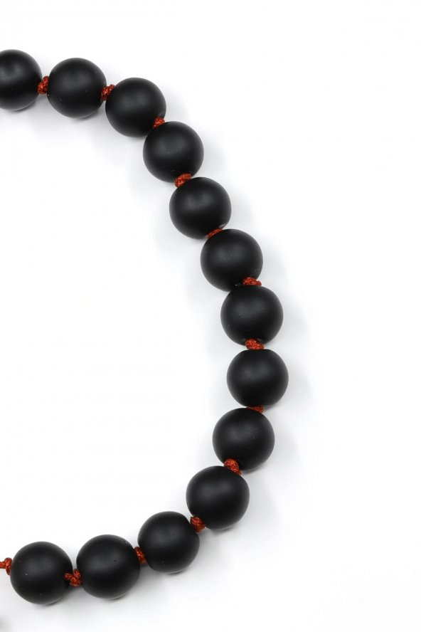 Mat Oniks Doğal Taş Makrome Örme Bileklik - Resim 2