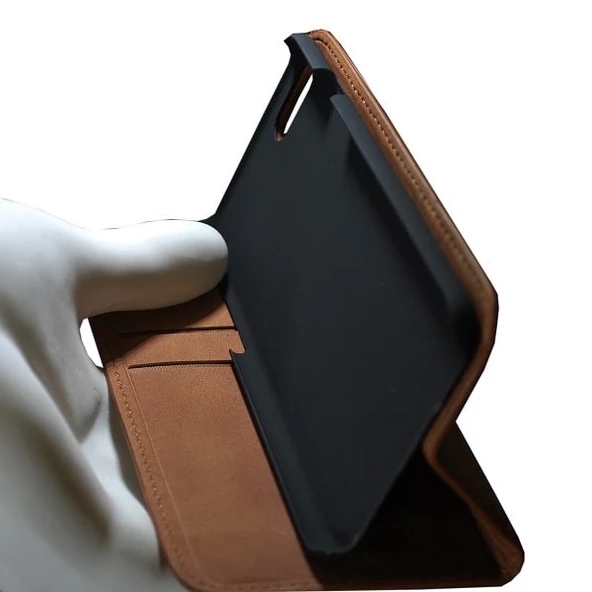 Apple iPhone 7 Plus Cüzdan Kılıf Hakiki Deri Deritel Desen Taba - 4
