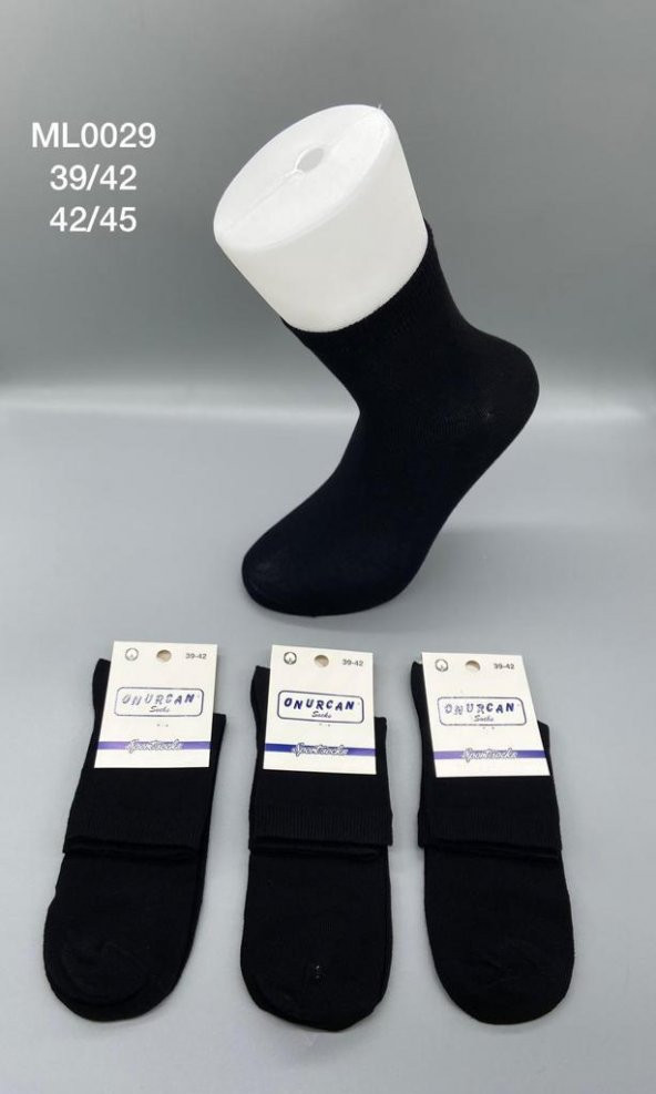 Kısa Konç Likralı 6 Adet Erkek Çorap ML-0029