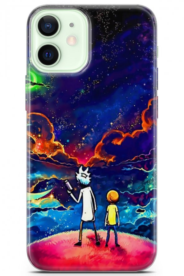 Apple iPhone 12 Uyumlu Kılıf Opus 17 Rick and Morty Uzay Yumuşak Kılıf Night - 1