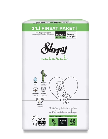 Sleepy Natural 6 Numara XLarge 46'lı Bebek Bezi