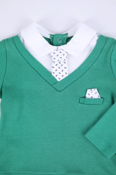 Babyhola Kravatlı Uzun Kollu Erkek Bebek Alt Üst 2'li Şık Takım Hediyelik Mevsimlik Baharlık 2343 - 4