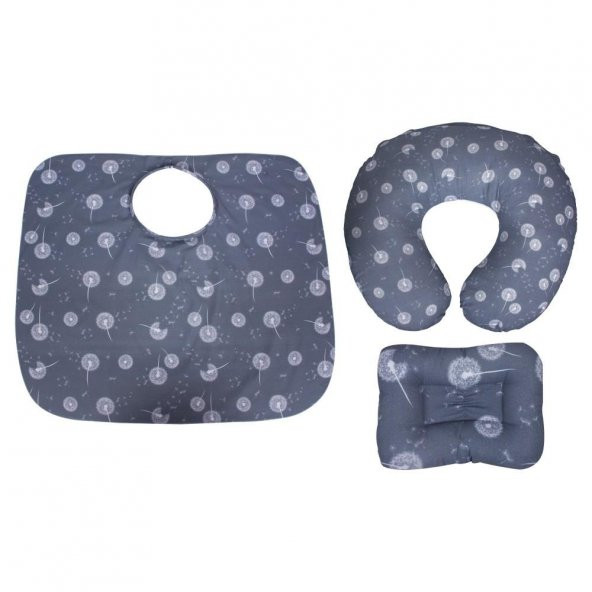 Sevibebe Anne Bebek Minderi Emzirme Yastığı Emzirme Örtüsü 3lü Set Uç Uç Desen 75-90 - 5