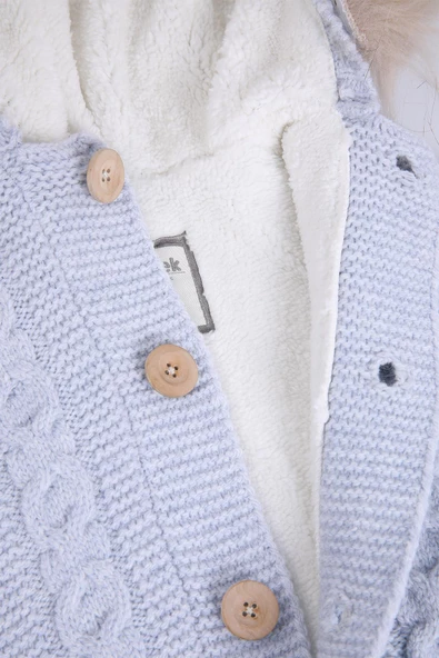 Babyhola %100 Kalın Triko İçi Velsoft Tulum Kız Erkek Bebek Çocuk Kapüşonlu Kışlık Dış Tulum 5713 - 5