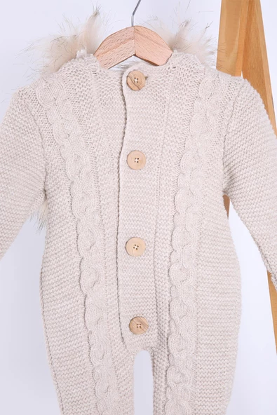 Babyhola %100 Kalın Triko İçi Velsoft Tulum Kız Erkek Bebek Çocuk Kapüşonlu Kışlık Dış Tulum 5713 - 8