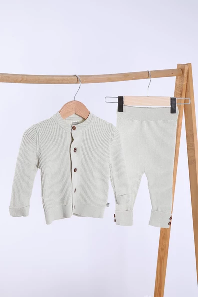 Babyhola %100 Organik Triko Kız Erkek Bebek Çocuk Bereli Alt Üst Pamuk 3'lü Takım 5802 - 2