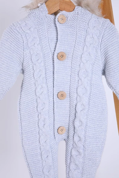 Babyhola %100 Kalın Triko İçi Velsoft Tulum Kız Erkek Bebek Çocuk Kapüşonlu Kışlık Dış Tulum 5713 - 2