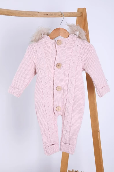 Babyhola %100 Kalın Triko İçi Velsoft Tulum Kız Erkek Bebek Çocuk Kapüşonlu Kışlık Dış Tulum 5713 - 10