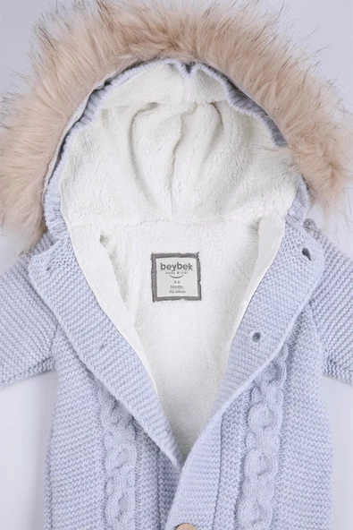 Babyhola %100 Kalın Triko İçi Velsoft Tulum Kız Erkek Bebek Çocuk Kapüşonlu Kışlık Dış Tulum 5713 - 4