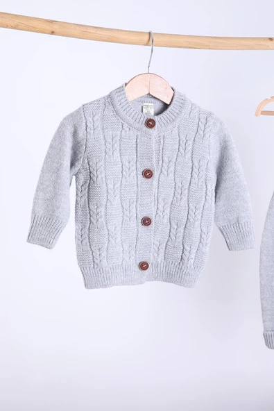 Babyhola %100 Triko Kız Erkek Bebek Çocuk Salopet Hırka 2'li Takım 5801 - 2