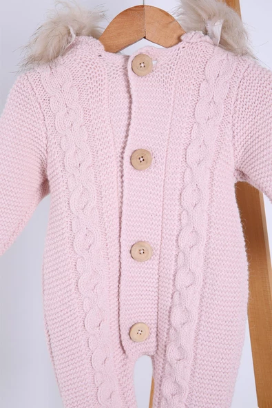 Babyhola %100 Kalın Triko İçi Velsoft Tulum Kız Erkek Bebek Çocuk Kapüşonlu Kışlık Dış Tulum 5713 - 11