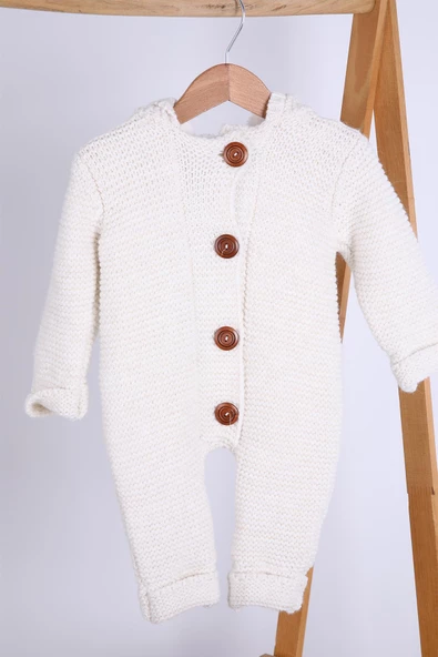 Babyhola %100 Kalın Triko İçi Velsoft Tulum Kız Erkek Bebek Çocuk Ponpon Kapüşonlu Kışlık Dış Tulum 5716 - 9