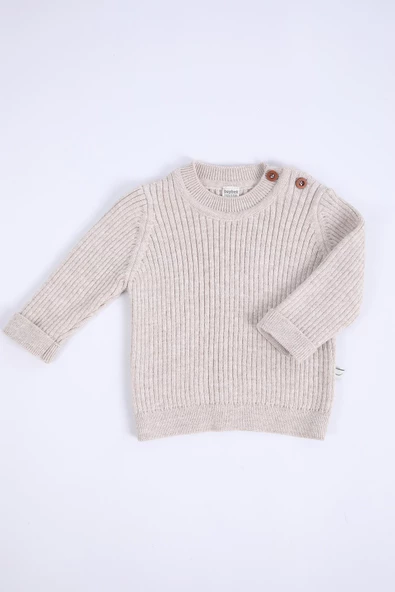 Babyhola %100 Organik Triko Kız Erkek Bebek Çocuk Kazak Pantolon Bereli Alt Üst 3'lü Takım 5804 - 9