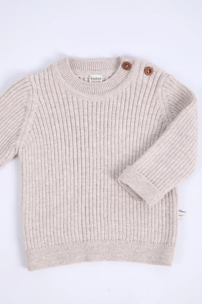 Babyhola %100 Organik Triko Kız Erkek Bebek Çocuk Kazak Pantolon Bereli Alt Üst 3'lü Takım 5804 - 10