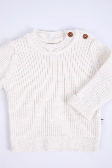 Babyhola %100 Organik Triko Kız Erkek Bebek Çocuk Kazak Pantolon Bereli Alt Üst 3'lü Takım 5804 - 3