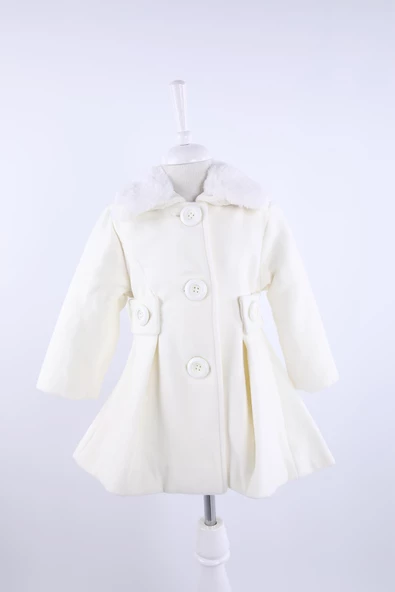 Babyhola Kız Bebek Çocuk Kürk Yaka Astarlı Kaşe Kaban Kışlık 13487 - 12