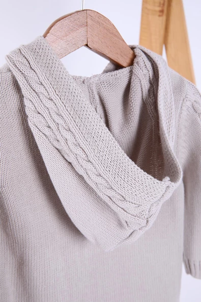 Babyhola %100 Organik Triko Kız Erkek Bebek Çocuk Kapüşonlu Hırka 6001 - 5