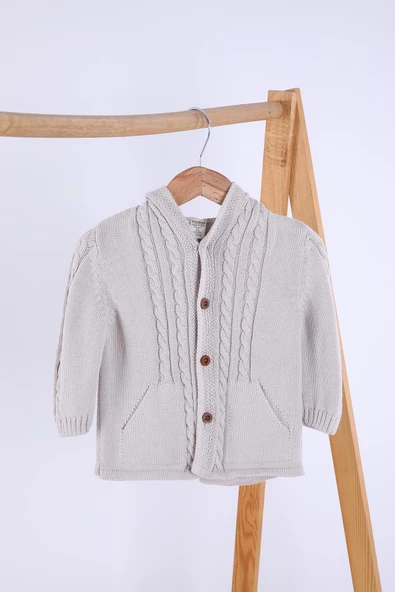 Babyhola %100 Organik Triko Kız Erkek Bebek Çocuk Kapüşonlu Hırka 6001 - 2