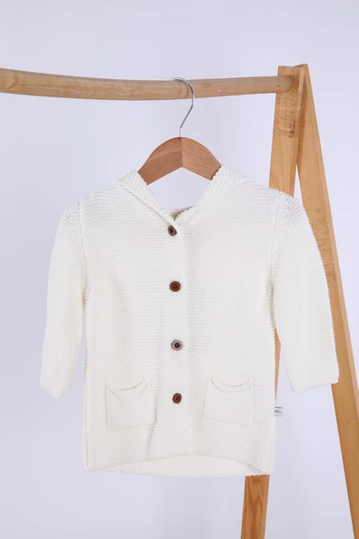 Babyhola %100 Organik Triko Kız Erkek Bebek Çocuk Kapüşonlu Hırka 6000 - 8