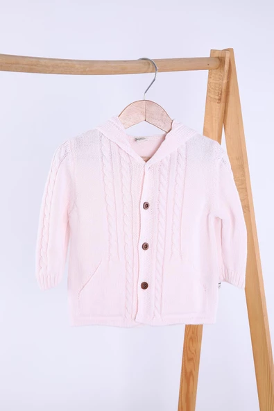 Babyhola %100 Organik Triko Kız Erkek Bebek Çocuk Kapüşonlu Hırka 6001 - 6