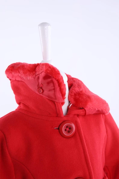 Babyhola Kız Bebek Çocuk Kürk Yaka Astarlı Kaşe Kaban Kışlık 13487 - 7