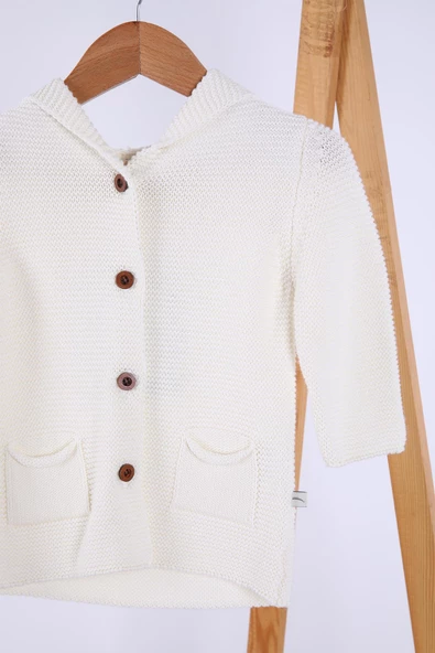 Babyhola %100 Organik Triko Kız Erkek Bebek Çocuk Kapüşonlu Hırka 6000 - 9