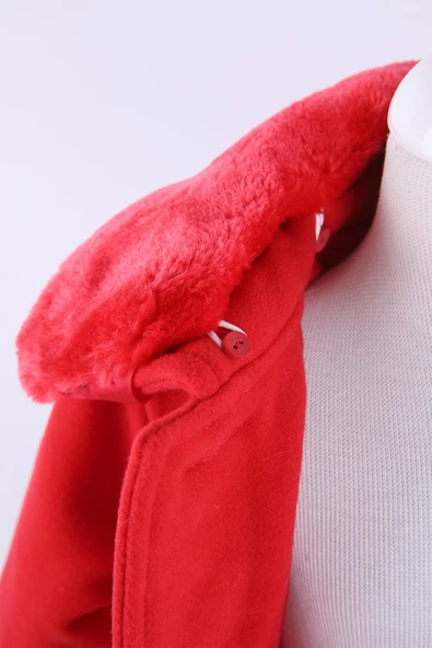 Babyhola Kız Bebek Çocuk Kürk Yaka Astarlı Kaşe Kaban Kışlık 13487 - 8