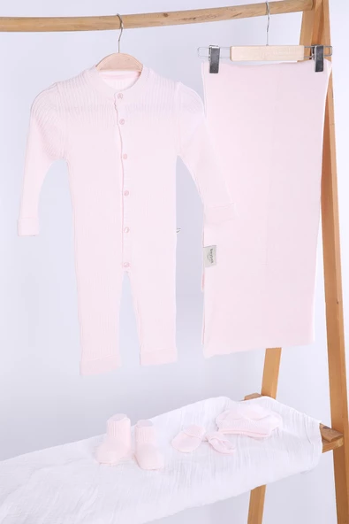 Babyhola Organik %100 Triko Kız Erkek Bebek Yenidoğan Tulum Takım 5'li Kutulu Set 0-3 ay Hediyelik Hastane Çıkışı 5909 - 9