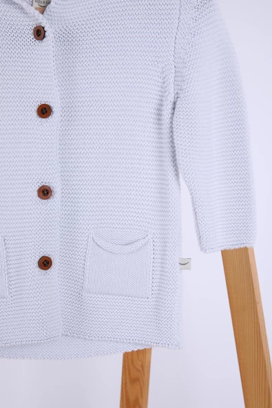 Babyhola %100 Organik Triko Kız Erkek Bebek Çocuk Kapüşonlu Hırka 6000 - 6