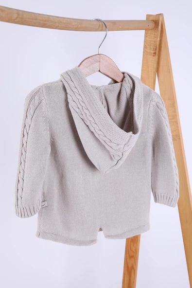 Babyhola %100 Organik Triko Kız Erkek Bebek Çocuk Kapüşonlu Hırka 6001 - 4