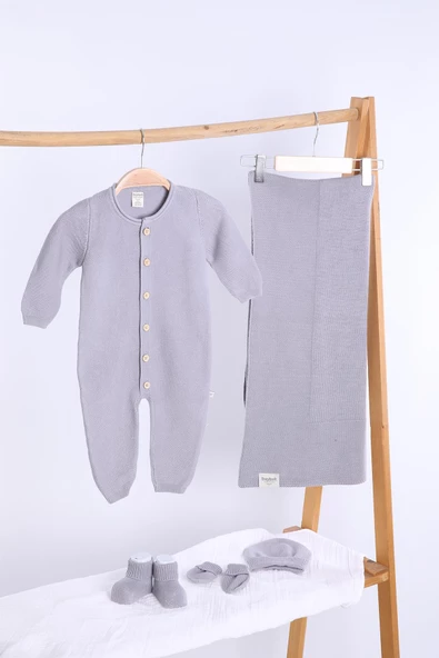 Babyhola Organik %100 Triko Kız Erkek Bebek Yenidoğan Tulum Takım 5'li Kutulu Set 0-3 ay Hediyelik Hastane Çıkışı 5907 - 11
