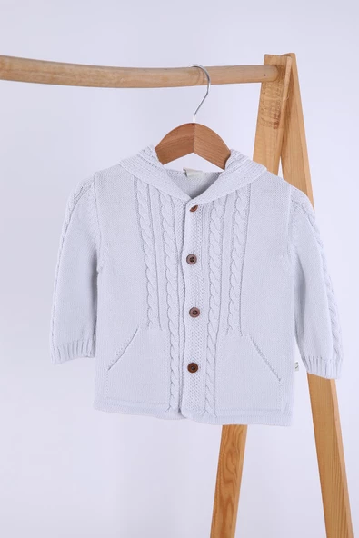 Babyhola %100 Organik Triko Kız Erkek Bebek Çocuk Kapüşonlu Hırka 6001 - 10