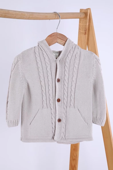 Babyhola %100 Organik Triko Kız Erkek Bebek Çocuk Kapüşonlu Hırka 6001 - 3