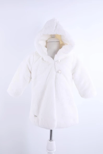 Babyhola Kız Bebek Çocuk Pamuk Astarlı Külah Kapüşonlu Peluş Kaban Kışlık 13622 - 9
