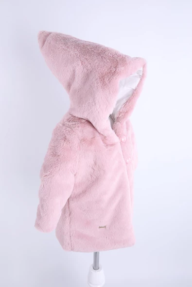 Babyhola Kız Bebek Çocuk Pamuk Astarlı Külah Kapüşonlu Peluş Kaban Kışlık 13622 - 4