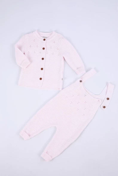 Babyhola %100 Triko Kız Erkek Bebek Çocuk Salopet Hırka 2'li Takım 5803 - 2