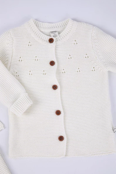 Babyhola %100 Triko Kız Erkek Bebek Çocuk Salopet Hırka 2'li Takım 5803 - 9