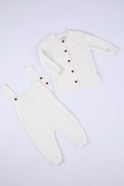 Babyhola %100 Triko Kız Erkek Bebek Çocuk Salopet Hırka 2'li Takım 5803 - 6