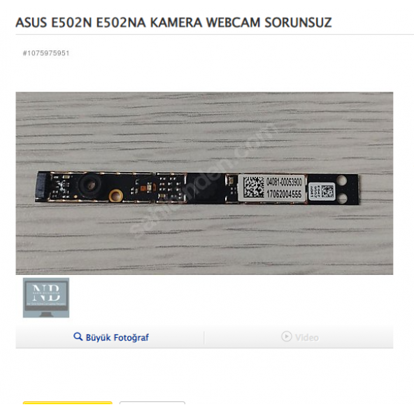 ASUS E502N E502NA KAMERA WEBCAM SORUNSUZ
