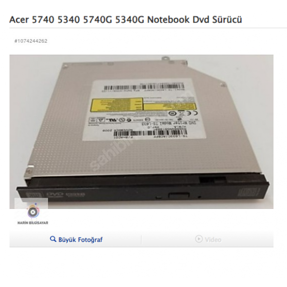 Acer 5740 5340 5740G 5340G Notebook Dvd Sürücü