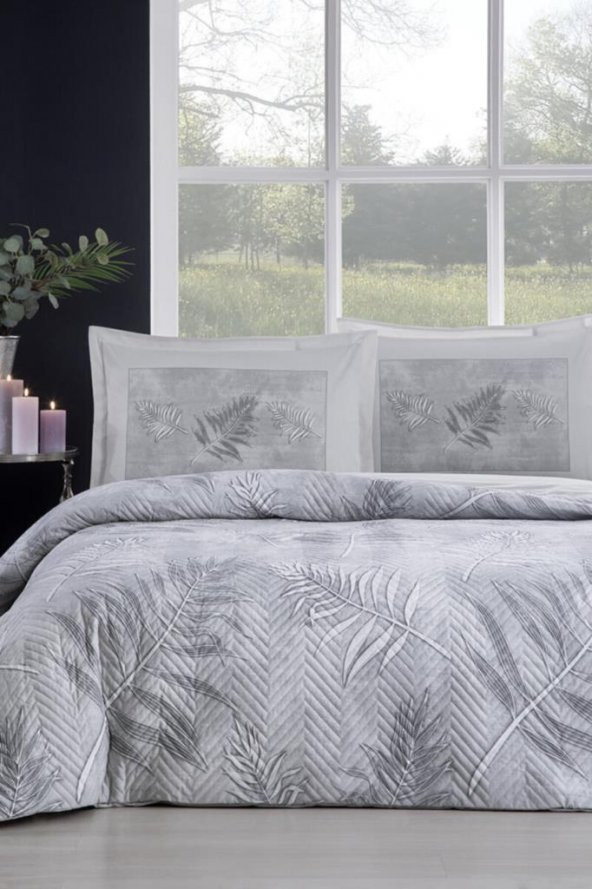 Özdilek Tek Kişilik Kapitoneli Ranforce Nevresim Takımı Frunze Gri