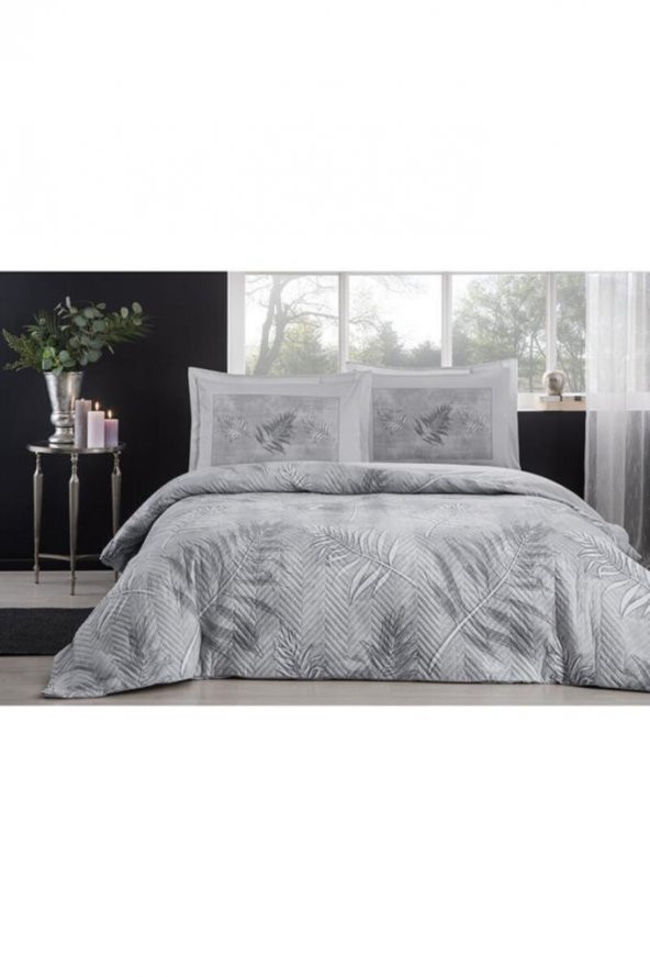 Özdilek Tek Kişilik Kapitoneli Ranforce Nevresim Takımı Frunze Gri - 2