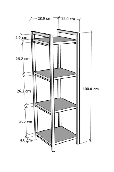 Metal Ahşap Dekoratif Çok Amaçlı Raf 4 Katlı Banyo Mutfak Rafı Çiçeklik Organizer Beyaz - 4
