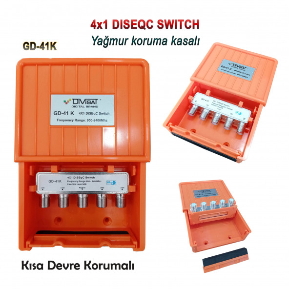 Divisat 4 x 1 Diseqc Switch Yağmur Korumalı