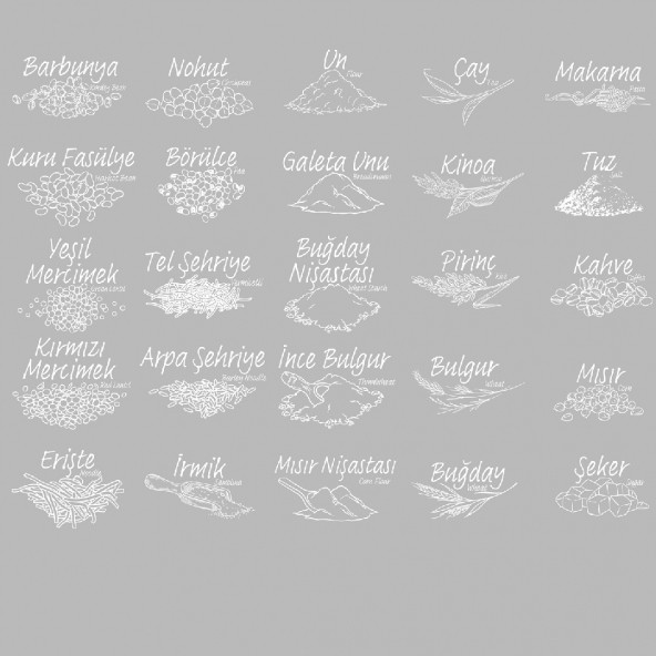 Porsima 431-GR 12 li Çok Amaçlı Kapaklı Etiketli Gıda Erzak Bakliyat Saklama Kabı Seti 1.30 Lt - Gri - 4