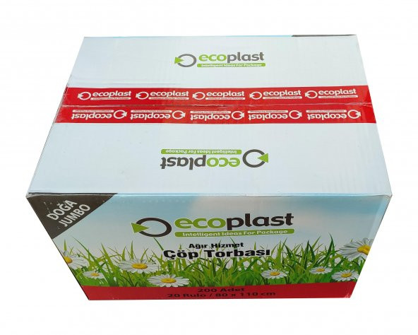 Ecoplast Battal Boy Çöp Torbası Poşeti -500 Gr. - 90 Litre - 80 x 110 Cm / 10 Adetlik 20 Rulo / Koli ürün görseli 1